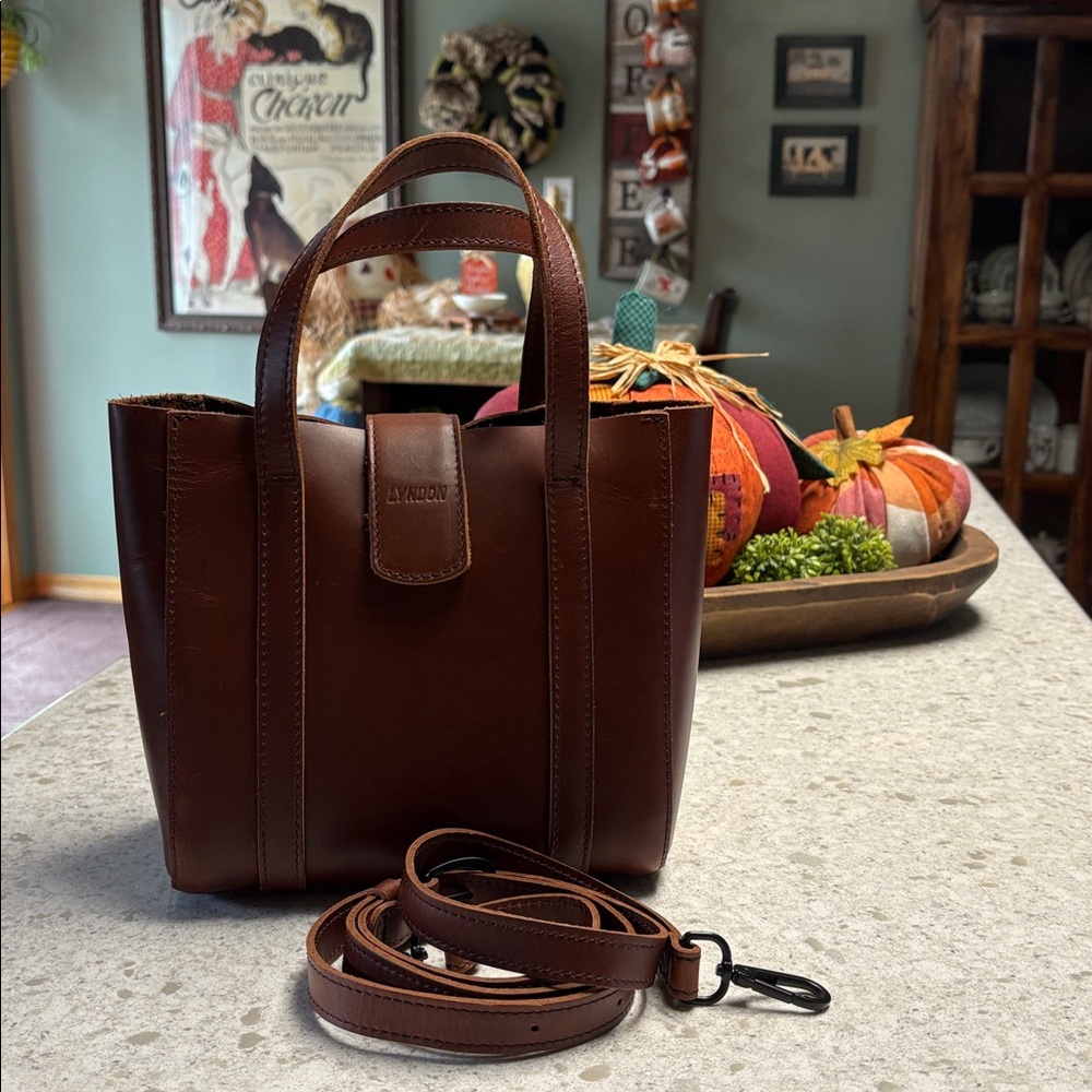 Lyndon Brown Leather Tote with Strap